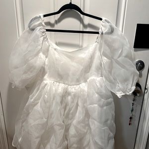 White Puff shoulder mini dress